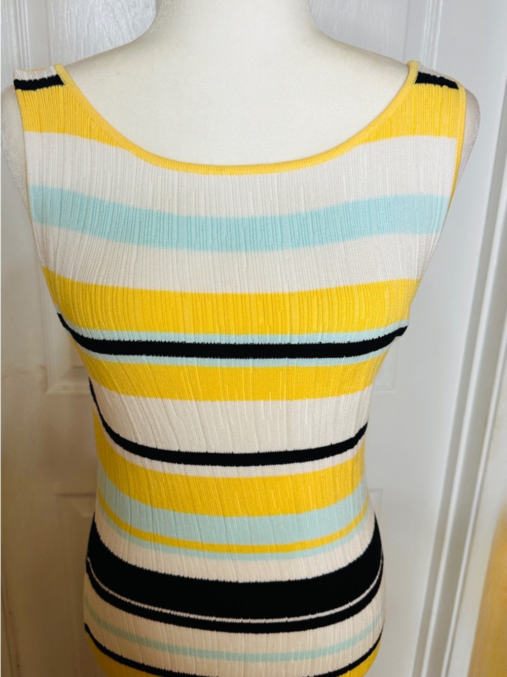 Banana Republic Dress Yellow Black White Stripe Pencil Sweater Dress Size Small - Picture 3 of 9